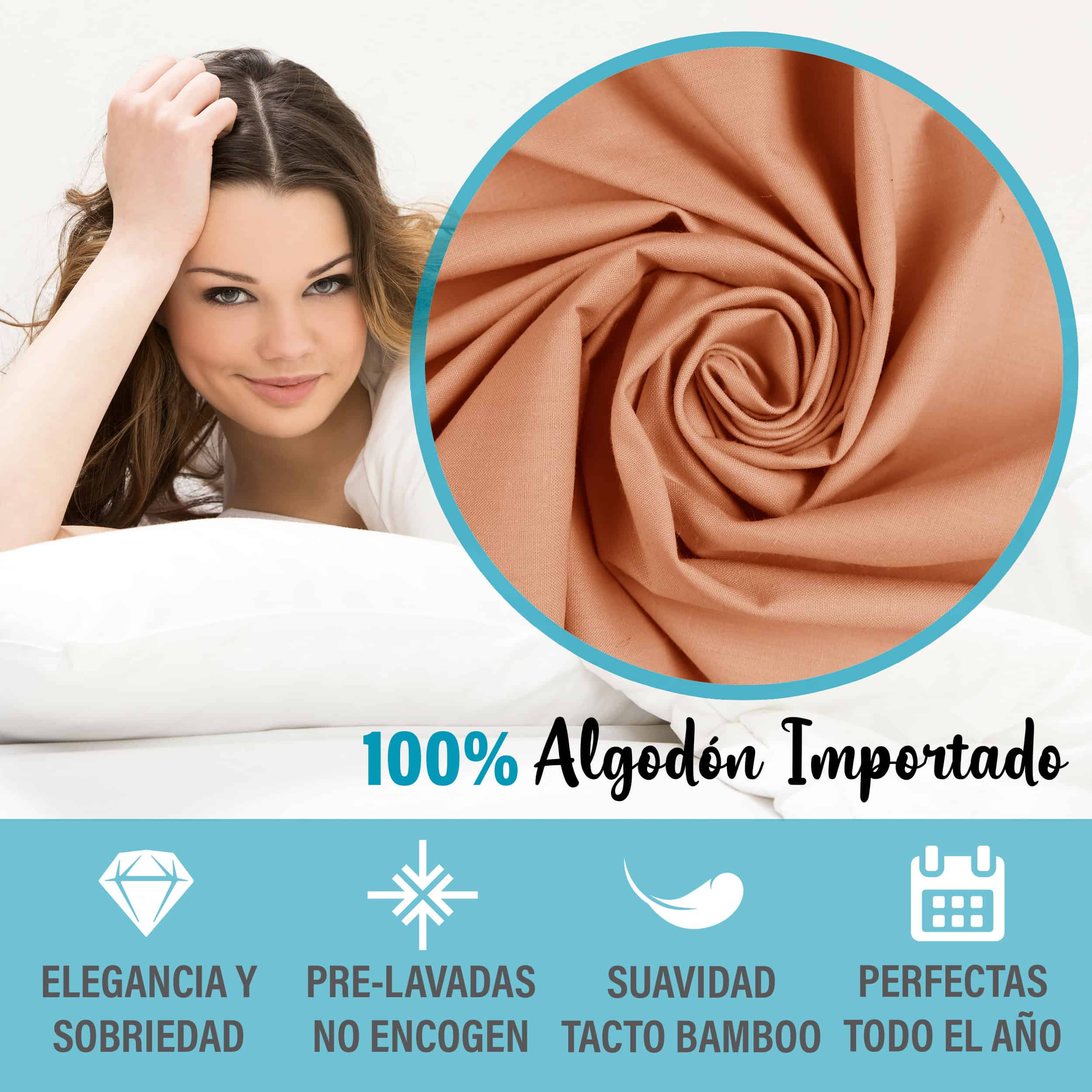 Juego De Sábanas Algodón Matrimonial 4 Pzas Transpirable - Image 4