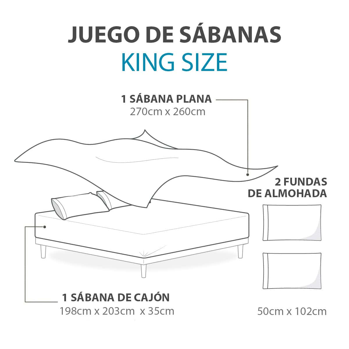 Juego De Sábanas Algodón King Size 4 Pzas Transpirable - Image 9