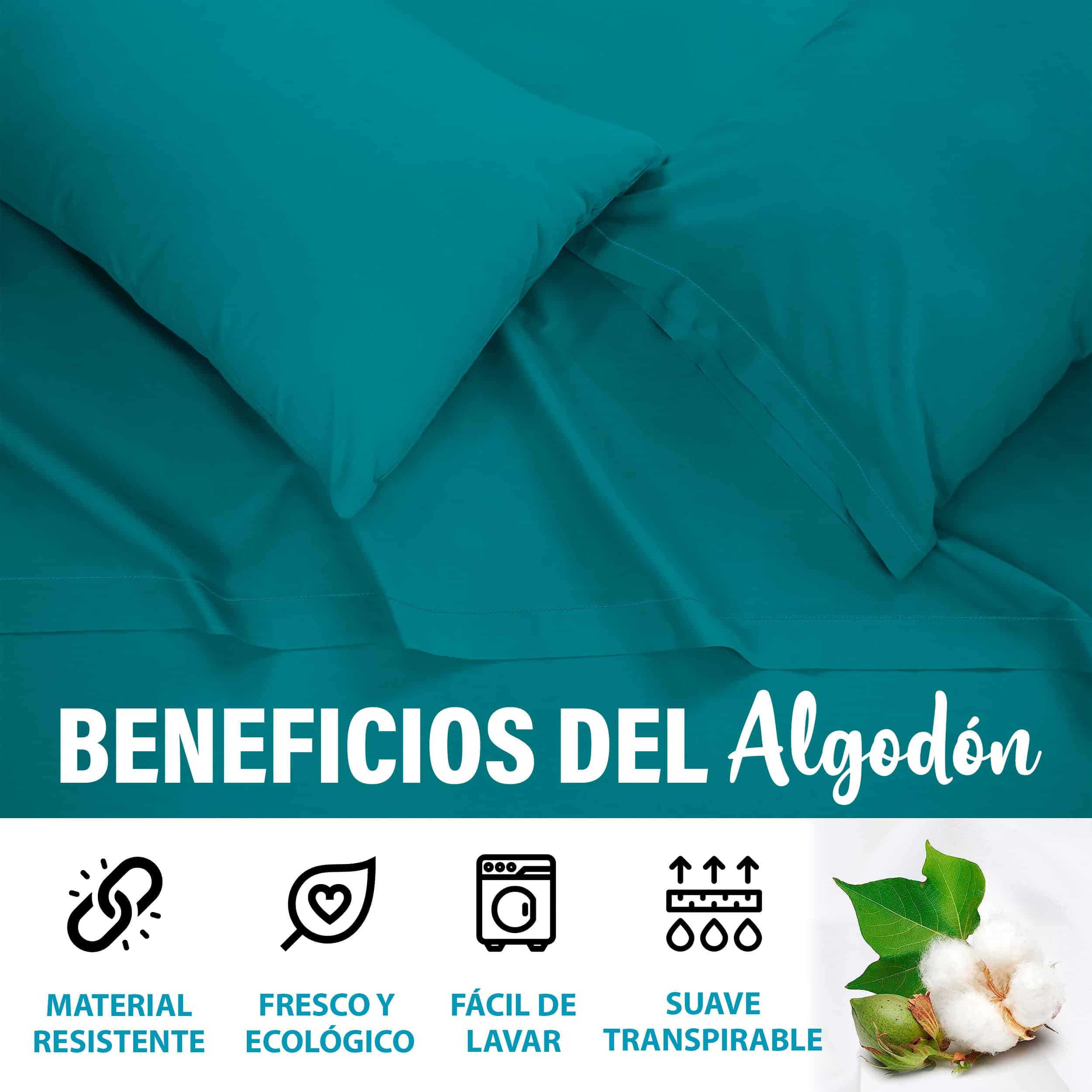 Juego De Sábanas Algodón King Size 4 Pzas Transpirable - Image 6