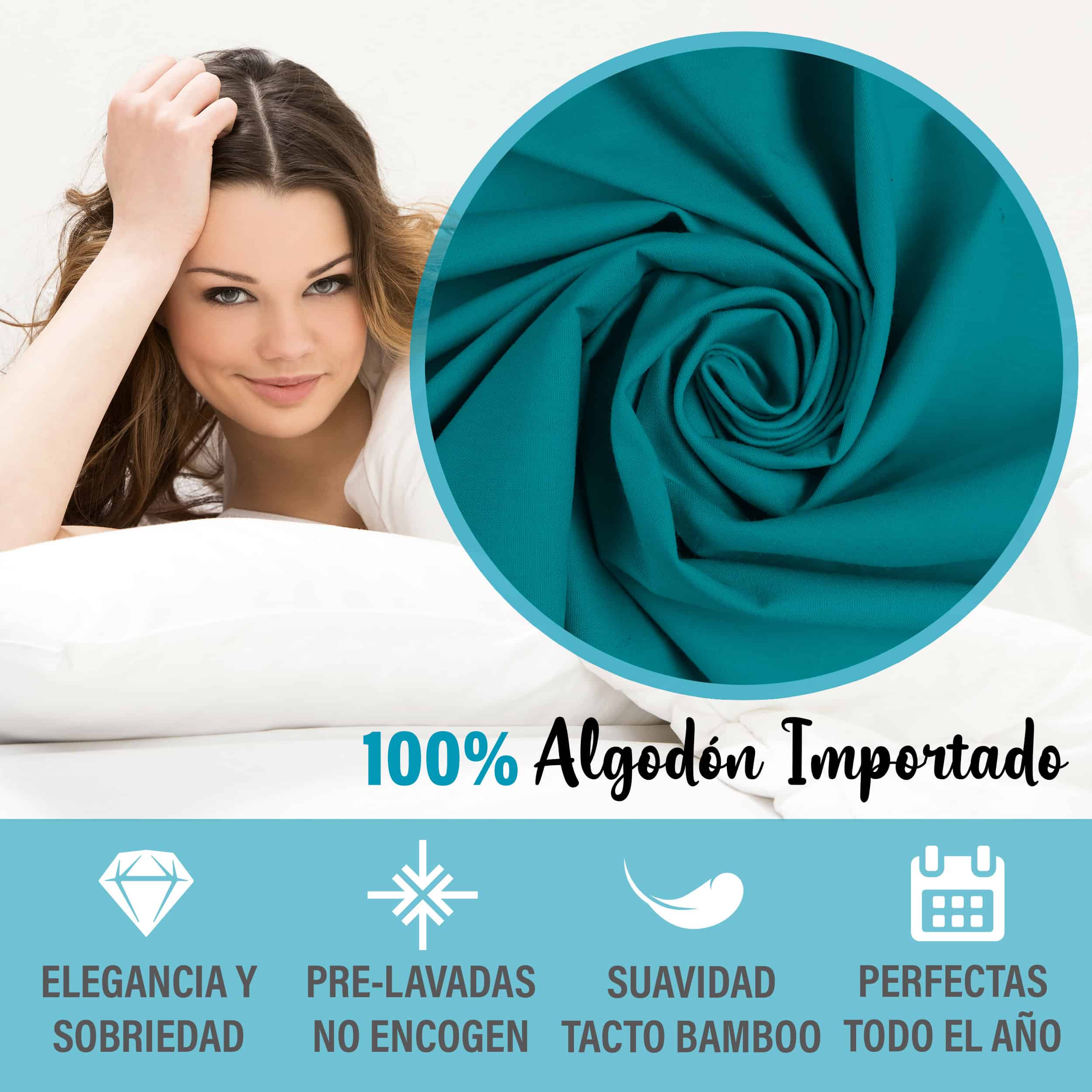 Juego De Sábanas Algodón King Size 4 Pzas Transpirable - Image 4