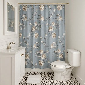 Cortina de Baño Estampada con Ganchos Decorativos 178x183 cm